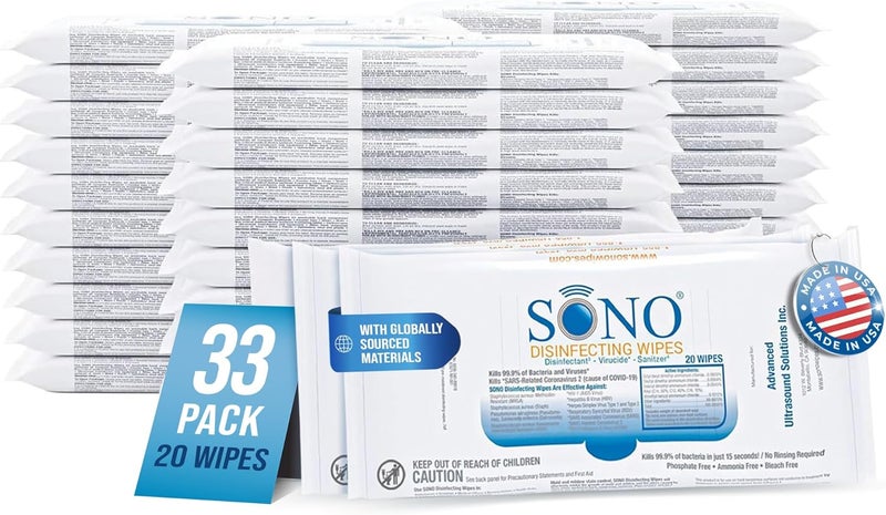 SONO Multi-Surface Cleaning Wipes - 660 Count (Pack of 33) + Sanitizer, Medical-Grade, Alcohol-Free, Bleach-Free, Comprehensive Hygiene Solution for Home, School, Office - Image 1
