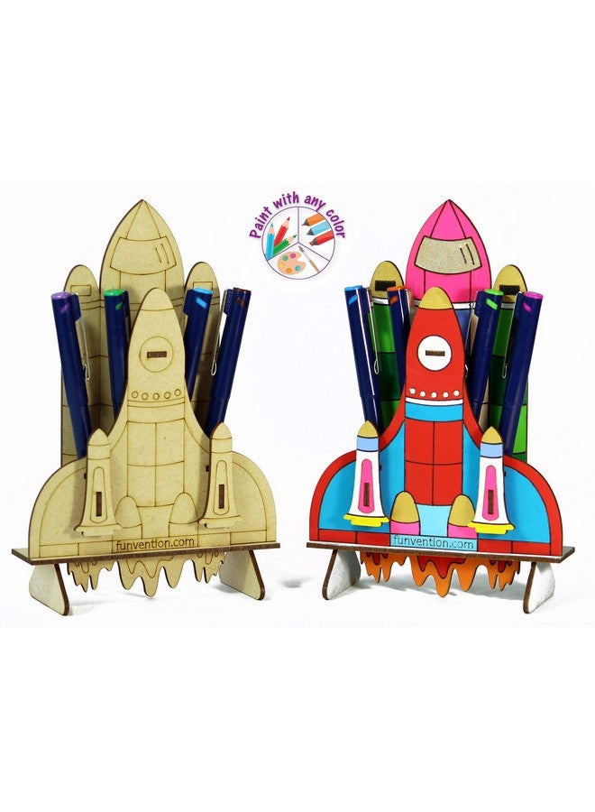 فنفينشين مجموعة نماذج تلوين ثلاثية الأبعاد من فنفنشن، مكونة من 6 قطع (طائرة ثنائية، سفينة، مكوك فضائي، دراجة، سيارة، ومروحية) - منظم مكتبي، حامل أقلام، لعبة ألغاز ثلاثية الأبعاد لتعلم العلوم والرياضيات والهندسة والتكنولوجيا - مجموعة تلوين للأطفال - هدايا عيد ميلاد - Image 5