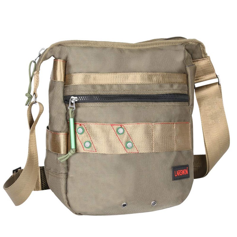 Larswon Vertical Messenger Bag, Crossbody Bag, Shoulder Bag Tablets Bag Satchel for Men Women Army Green - Image 1