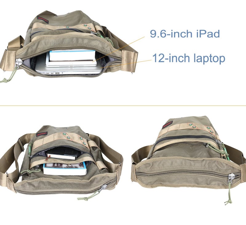 Larswon Vertical Messenger Bag, Crossbody Bag, Shoulder Bag Tablets Bag Satchel for Men Women Army Green - Image 3