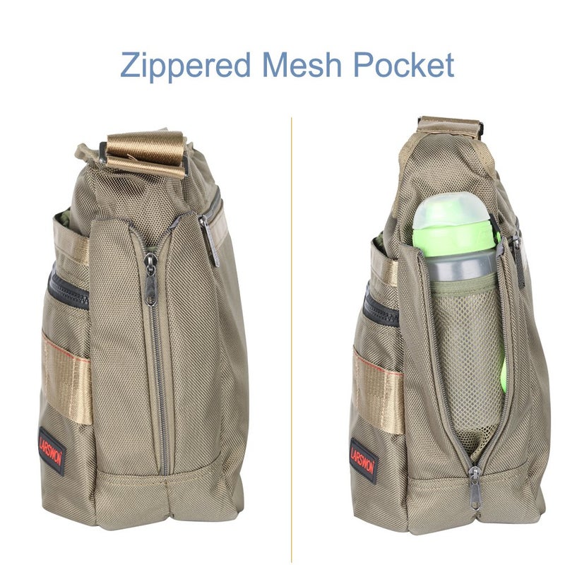 Larswon Vertical Messenger Bag, Crossbody Bag, Shoulder Bag Tablets Bag Satchel for Men Women Army Green - Image 4