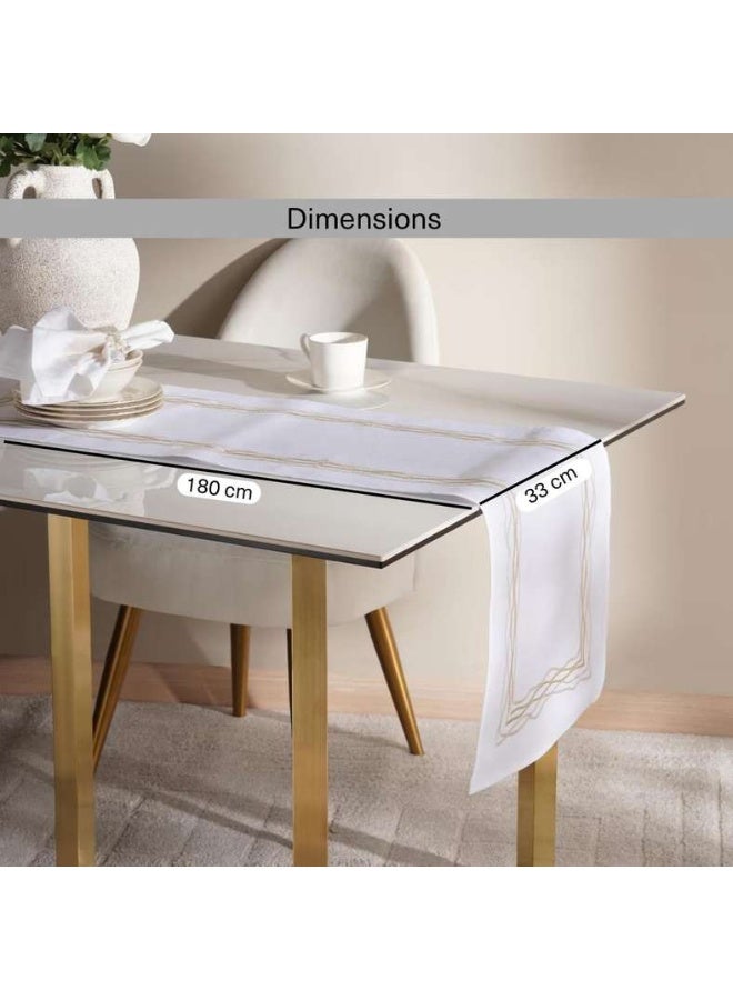 Pan Home مفرش طاولة مطرز أبيض 33x180 سم للمنزل - Image 5