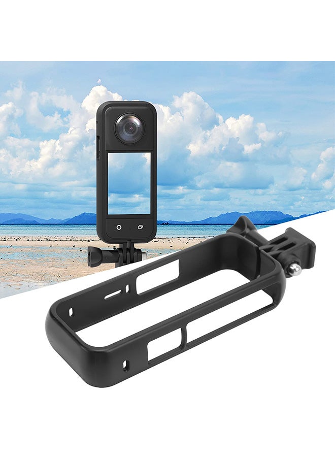 O Ozone Protective Frame For Insta360 One X3 Two Cold Shoe Mounting Ports Bracket Accessories PC Plastic Panoramic Action Camera Housing Cage- Black - Image 3
