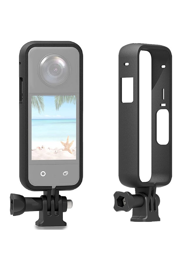 O Ozone Protective Frame For Insta360 One X3 Two Cold Shoe Mounting Ports Bracket Accessories PC Plastic Panoramic Action Camera Housing Cage- Black - Image 1