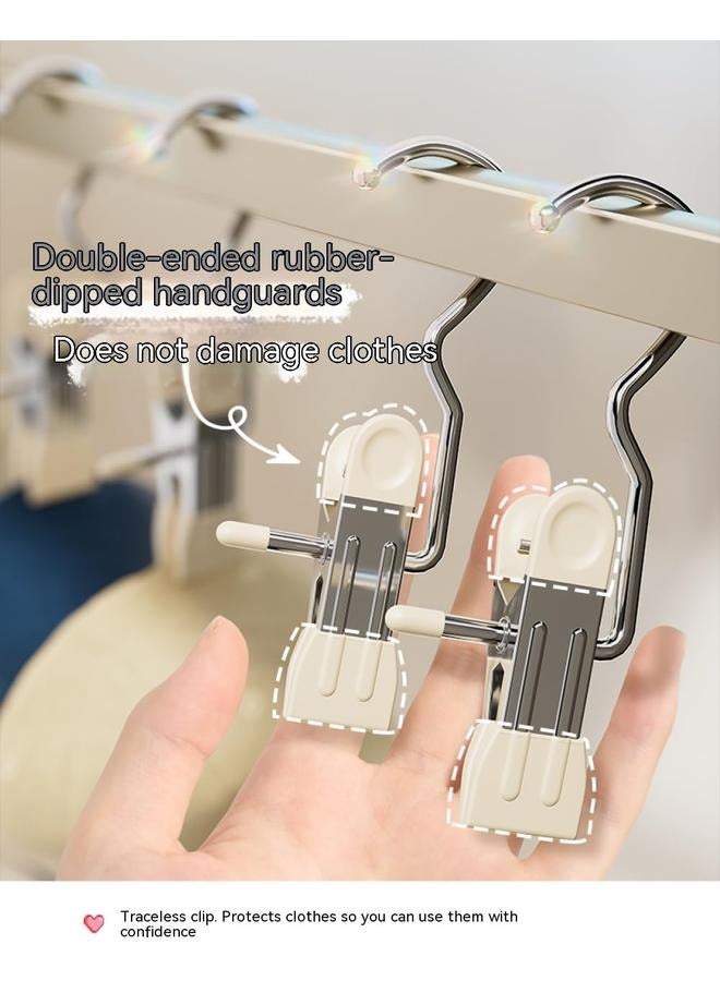 30Pcs Space-Saving Clothespin, Upgrade Double Head Clamp Dipped Hanger for Closet Hooks Garment Clip Hat Pants Storage Hanging Travel Hook (White, 30PCS)  - Image 4