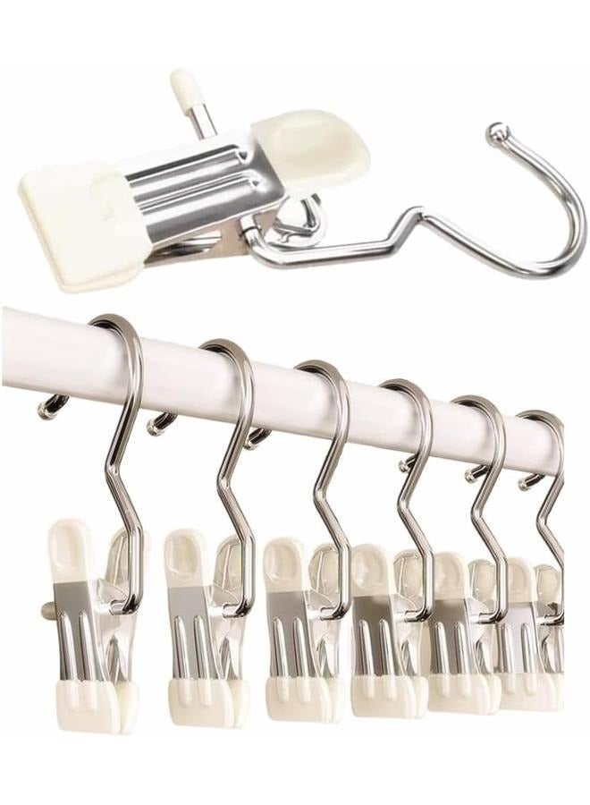 30Pcs Space-Saving Clothespin, Upgrade Double Head Clamp Dipped Hanger for Closet Hooks Garment Clip Hat Pants Storage Hanging Travel Hook (White, 30PCS)  - Image 1