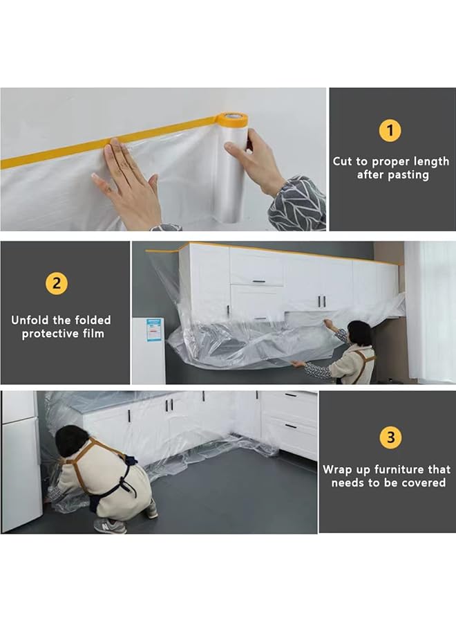 erorex Taped Masking Film For Automotive Covering Paint Masking Furniture And Floors And Appliance Protection. Size 3.6 X 65 Feet Roll - Image 3