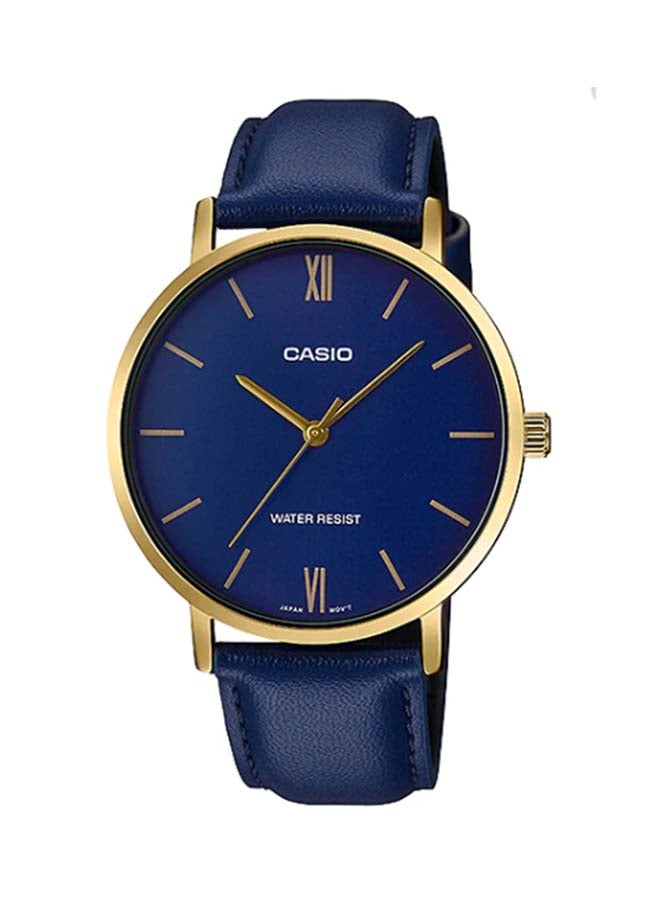 CASIO Men Dress Leather Analog Wrist Watch MTP-VT01GL-2BUDF - 33 mm - Blue - Image 1