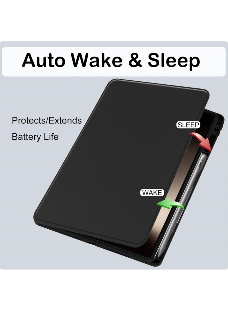 Adando Case for Honor MagicPad 3 (2025) 13.3inch, Ultra Slim Adjustable Kickstand Anti-Drop Anti-Scratch Shockproof Soft PU Leather + Hard PC Rugged Back Cover with Pen Slot (Black) - Image 5