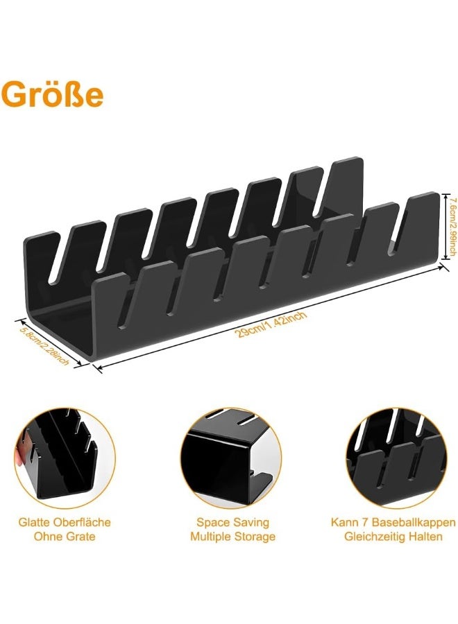 TPGP Hat Holder Cap Holder - Acrylic Hat Stand Storage Baseball Cap, Desktop Baseball Cap Organiser, For Displaying Baseball Caps, 7 Hats Storage Cap Organiser (Black) - Image 2