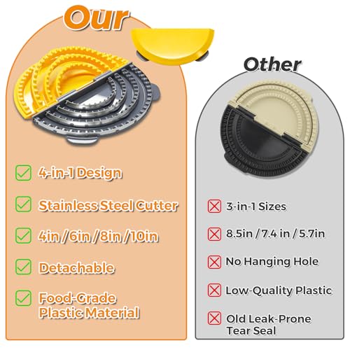 Leopacat Adjustable 4 In 1 Empanada Maker Press - 4/6/8/10 Inch Large Tortilla Sealer with Steel Cutting Blade,Leak Proof Wave Tooth Design for Wraps,Burritos,Tortilla,Pasties,Pierogi,Pastelitos,Dumplings - Image 5