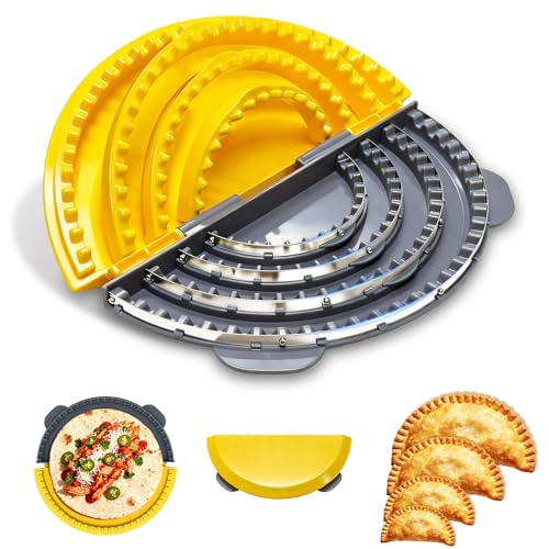Leopacat Adjustable 4 In 1 Empanada Maker Press - 4/6/8/10 Inch Large Tortilla Sealer with Steel Cutting Blade,Leak Proof Wave Tooth Design for Wraps,Burritos,Tortilla,Pasties,Pierogi,Pastelitos,Dumplings - Image 1