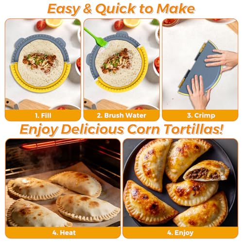 Leopacat Adjustable 4 In 1 Empanada Maker Press - 4/6/8/10 Inch Large Tortilla Sealer with Steel Cutting Blade,Leak Proof Wave Tooth Design for Wraps,Burritos,Tortilla,Pasties,Pierogi,Pastelitos,Dumplings - Image 3