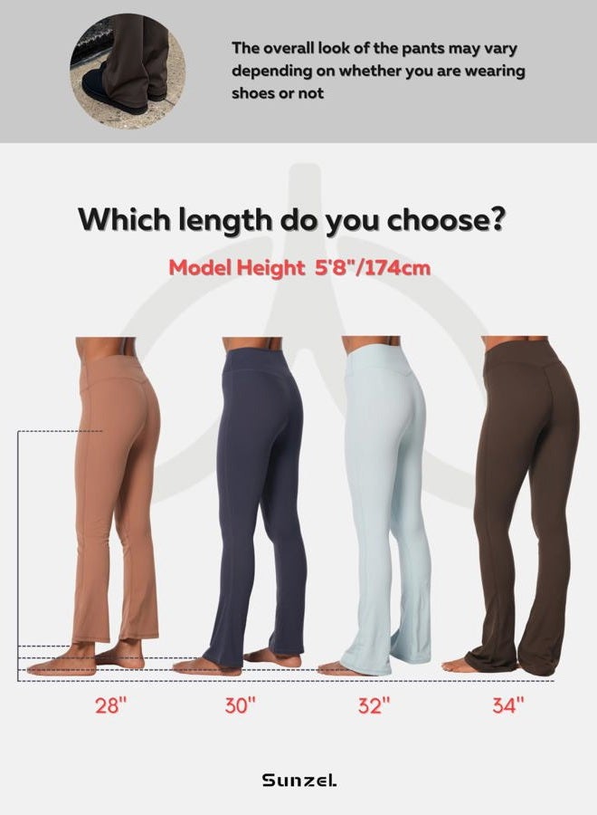 Sunzel High Waist Mini Flared Leggings for Women, Tummy Control Casual Flare Yoga Pants for Yoga Workout Gym, Raw Umber, S - Image 3