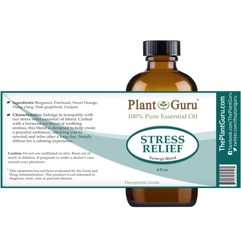 Plant Guru Stress Relief Blend Essential Oil 4 oz 100% Pure, Undiluted, Therapeutic Grade. - Image 2