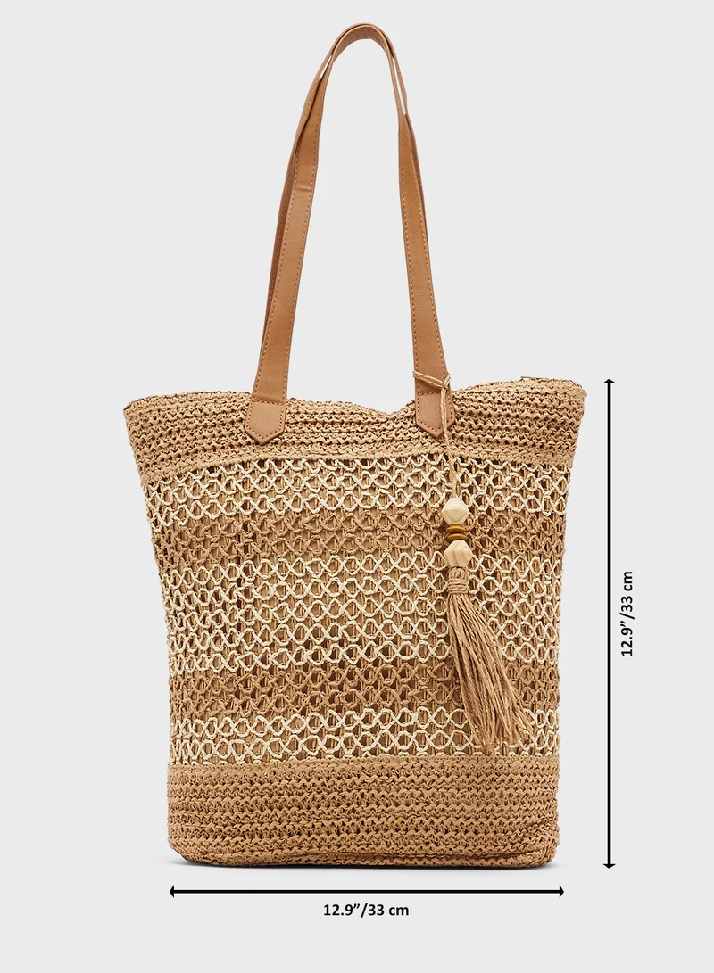 ELLA Raffia Woven Tote
