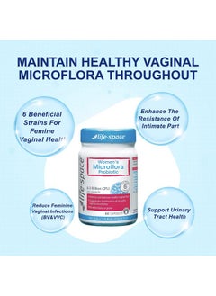 Life-Space Life-Space Probiotic for Women, Support Healthy Vaginal Microflora & Comfort, BV & VVC Infection Treatment, Urinary Tract Health, Lactobacillus rhamnosus, 6.3 Billion CFU, Multi Strain - 60 Capsules  - Image 2