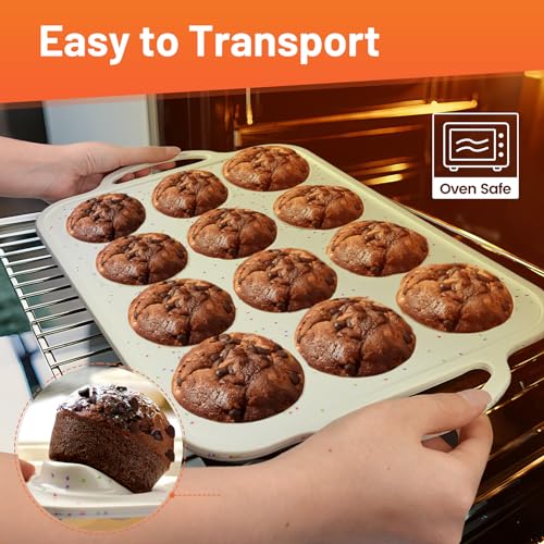 Vinino 2Pack Silicone Muffin Pan for Baking with Metal Reinforced Frame, 12 Cup Regular Size Cupcake Pan, BPA Free Silicone Muffin Tray, Cupcake Baking Pan Molds for Oven Dishwasher Safe - Image 4