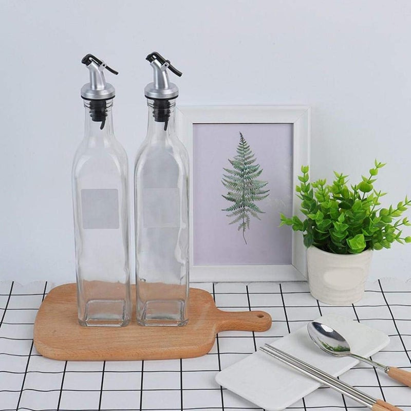 KIDINGTON Oil Dispenser 500 ml Bottle Set of 2Spice Jar Set of 2 Oil BrushOil Bottle for KitchenOil Vinegar Storage Glass Bottle Glass Container for Spice MasalaPack of 6 Transparent - Image 4