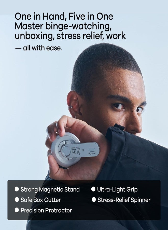 Aulumu G05 Air for MagSafe Grip Stand | Rotation Angle Adjustment | Aluminium Alloy Ultra Light & Ultra Thin | with Box Opener - Black - Image 2