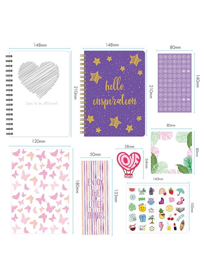 Beauenty 2-Pack DIY Journal Kit - Gifts for Girls Ages 8 9 10 11 12 13 14 Year Old - Cool Birthday Gifts Ideas for Girls - Art & Crafts - Teen Girl Trendy Stuff - Scrapbook & Diary Supplies Set  - Image 3