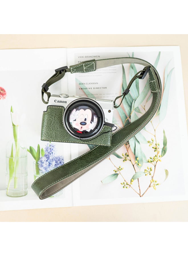 Canon M200 Protective Case M50 SeconD Generation Camera Bag 200D Leather Case CanonM50 Base Bag Protective Shell Accessories-Color:M50 Green Protective Case + Green Pu Shoulder Strap - Image 3