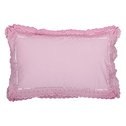 VHC 100% Cotton Lace Pillow Cover/Case Set (Pack of 2)-Pink - Image 4