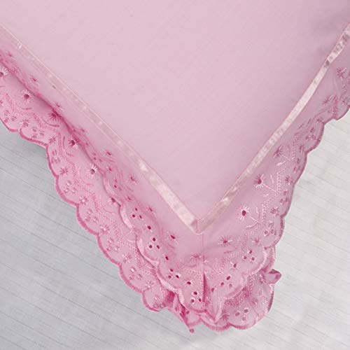 VHC 100% Cotton Lace Pillow Cover/Case Set (Pack of 2)-Pink - Image 2