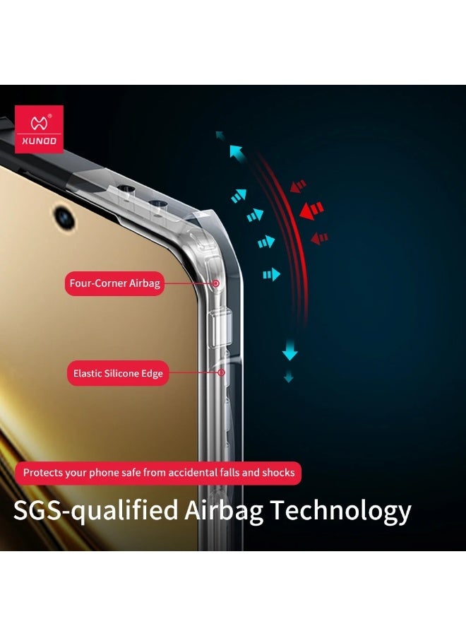 XUNDD for vivo X200 Pro Case, Camera Protection, Soft TPU Cover, Transparent/Black - Image 2