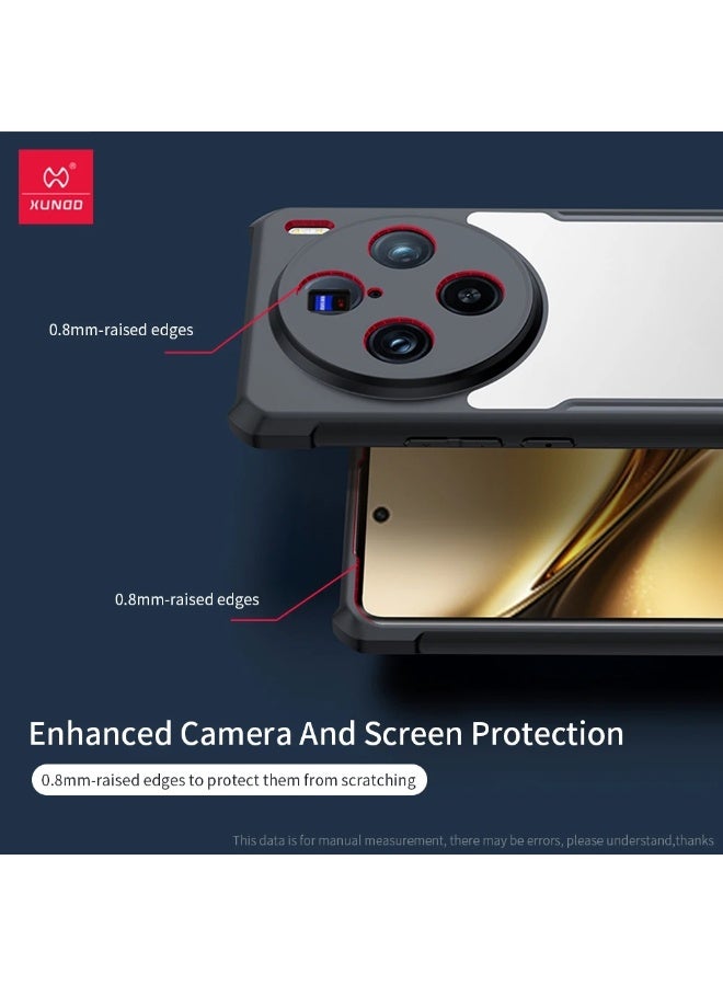 XUNDD for vivo X200 Pro Case, Camera Protection, Soft TPU Cover, Transparent/Black - Image 3