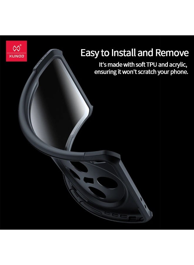 XUNDD for vivo X200 Pro Case, Camera Protection, Soft TPU Cover, Transparent/Black - Image 4