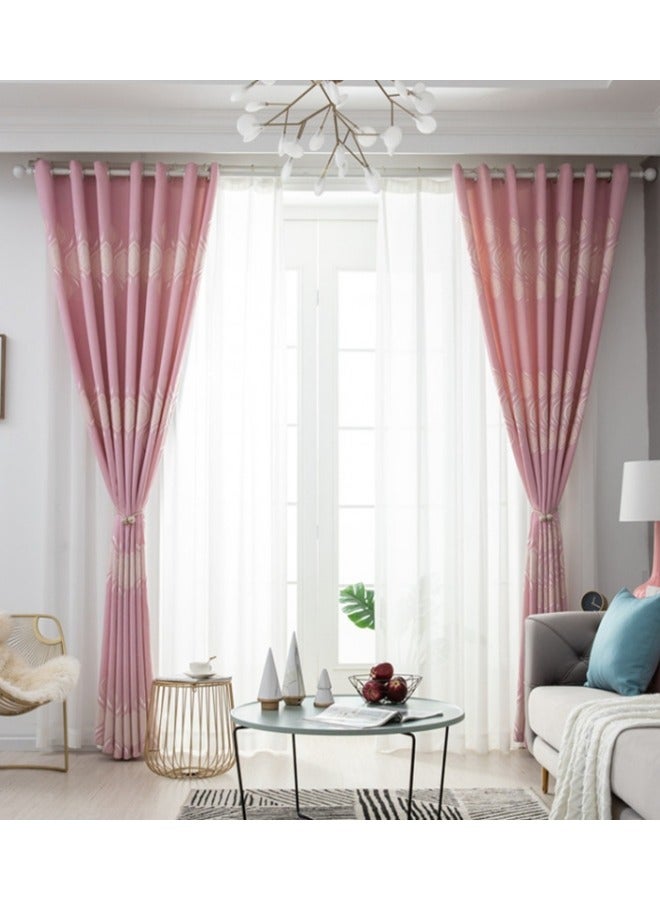 KYD 1 Panel Fabric Nation Curtains Blackout Insulation Noise Reduction Block-sun Window Drapes for Livingroom Bedroom 100*250cm Pink - Image 1