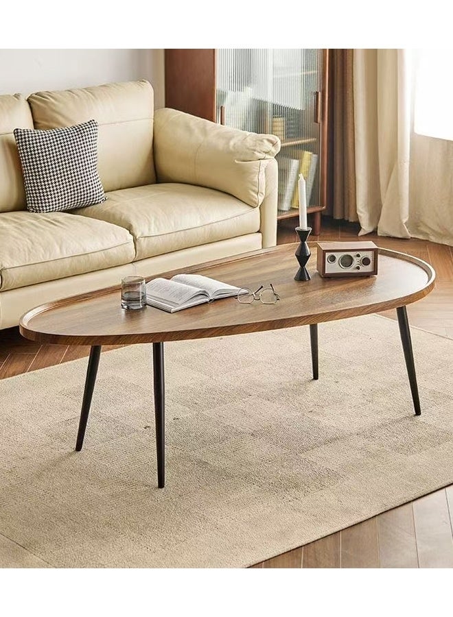 فاشون هوم طاولة قهوة متعددة الأغراض ذات طبقة واحدة بتصميم صناعي، تصميم حافة مرتفعة، طاولة مركزية خشبية متينة، أرجل معدنية قوية، طاولة تقديم لغرفة المعيشة والمكتب المنزلي، 120 × 60 × 48 سم - Image 2