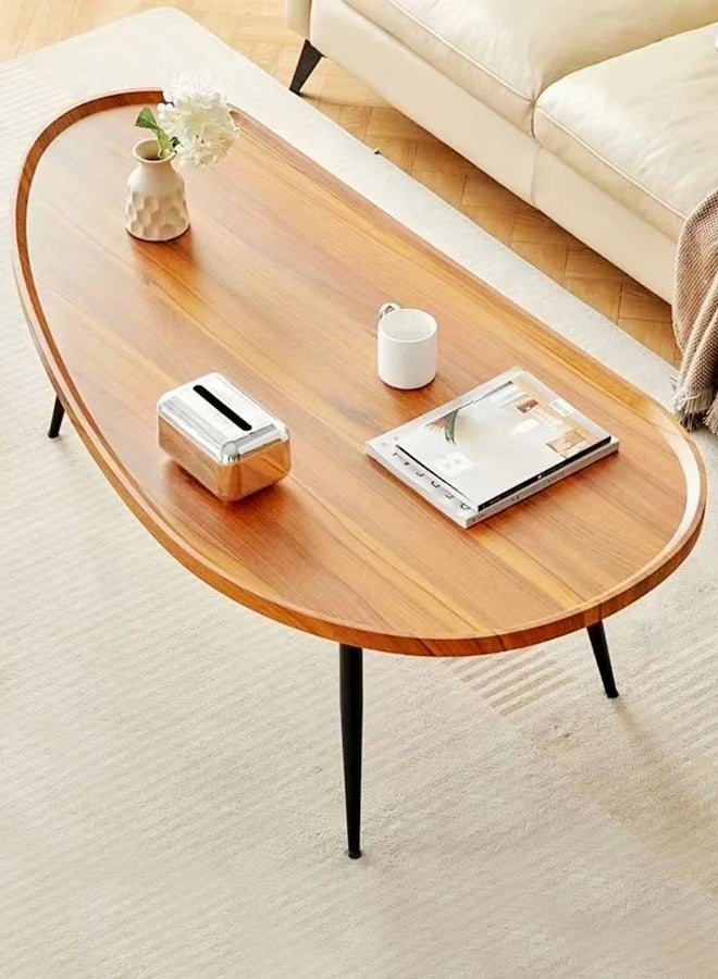 فاشون هوم طاولة قهوة متعددة الأغراض ذات طبقة واحدة بتصميم صناعي، تصميم حافة مرتفعة، طاولة مركزية خشبية متينة، أرجل معدنية قوية، طاولة تقديم لغرفة المعيشة والمكتب المنزلي، 120 × 60 × 48 سم - Image 1