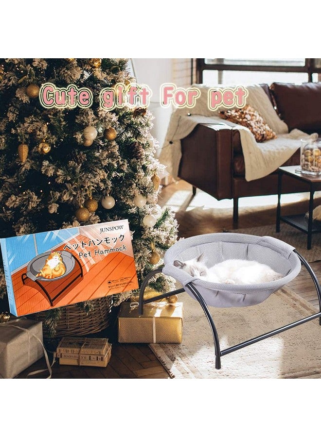 JUNSPOW Cat Bed Dog/Pet Hammock Bed Free-Standing Kitty Sleeping Cat Supplies Pet Supplies Whole Wash Stable & Breathable Easy Assembly Indoors Outdoors, 16.9 in x 16.9 in x 9.5 in - Image 4