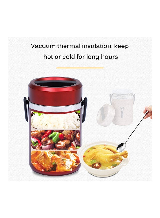 NIBEMINENT Stainless Steel Vacuum Insulated Food Jar Red 21x16x16cm - Image 2