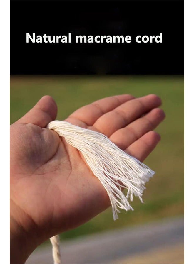 اتش واي حبل قطن مكرامية ، 4 خيوط مكرامية ملتوية ، 4 مم * 109 ياردة سلك قطني طبيعي مستلزمات مكرامية مثالية لشماعات نبات مكرامية الحرف اليدوية DIY (بيج) - Image 4