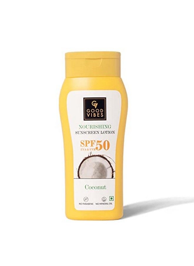Good Vibes Coconut Nourishing Sunscreen Lotion Spf 50 (110 Ml) ; Sun Protection For All Skin Types ; With Lime & Rosemary Leaf Oil ; Soothing Detanning ; Vegan No Parabens Mineral Oil & Silicones  - Image 2