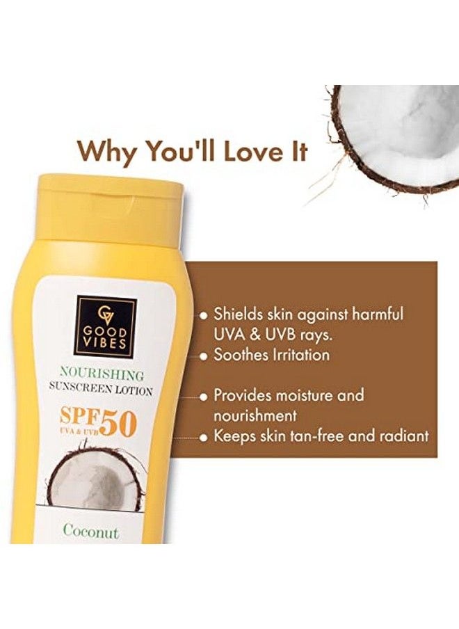 Good Vibes Coconut Nourishing Sunscreen Lotion Spf 50 (110 Ml) ; Sun Protection For All Skin Types ; With Lime & Rosemary Leaf Oil ; Soothing Detanning ; Vegan No Parabens Mineral Oil & Silicones  - Image 3