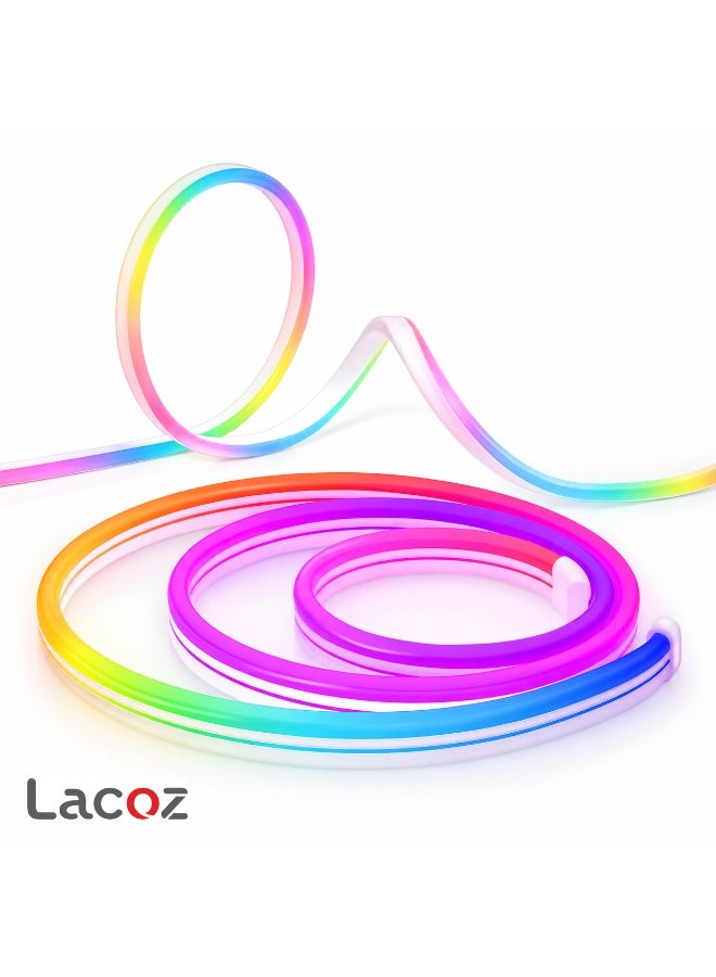 Lacoz 5M LED Neon Rope Light RGB IC Smart Strip With App Control Music Sync Waterproof IP68 Flexible Neon LED Strip with Remote and Timer for Home Bedroom Outdoor Decoration - Image 1