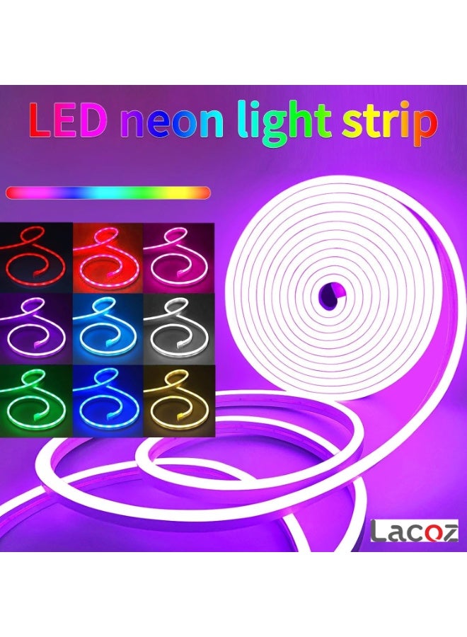 Lacoz 5M LED Neon Rope Light RGB IC Smart Strip With App Control Music Sync Waterproof IP68 Flexible Neon LED Strip with Remote and Timer for Home Bedroom Outdoor Decoration - Image 5