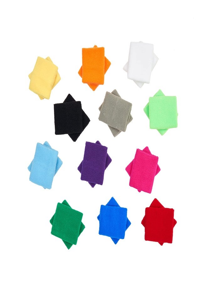 Mallofusa ? 12 Pairs Colorful Cotton Sweatbands Sports Basketball Wristband Athletic Wrist Sweat Bands for Gym Yoga Tennis Etc. - Image 2