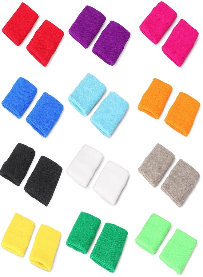 Mallofusa ? 12 Pairs Colorful Cotton Sweatbands Sports Basketball Wristband Athletic Wrist Sweat Bands for Gym Yoga Tennis Etc. - Image 1