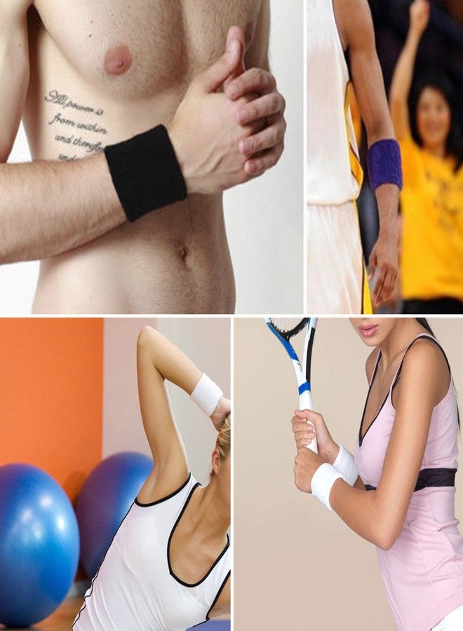 Mallofusa ? 12 Pairs Colorful Cotton Sweatbands Sports Basketball Wristband Athletic Wrist Sweat Bands for Gym Yoga Tennis Etc. - Image 5
