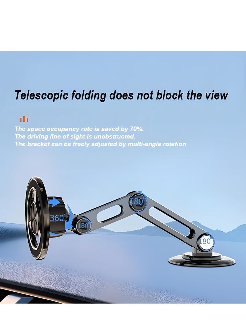 REBENUO Universal 360° PRO Magnetic Car Phone Holder, Adjustable Arm Mount with Strong Suction Cup, Powerful Magnet Grip, Dashboard & Windshield Mobile Stand, Stylish Hands-Free Phone Mount (Black) - Image 5