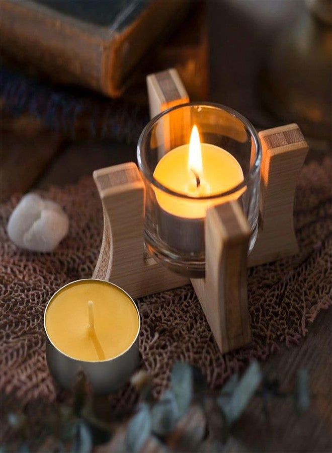 MOSROAD 48 Packs Beeswax Tealight Candles, Natural Beeswax Tea Light Candles in Aluminum Cup, 4 Hours Burn Time, Organic Tea Candle for Home Decor, Air Purification, Emergency - Image 2