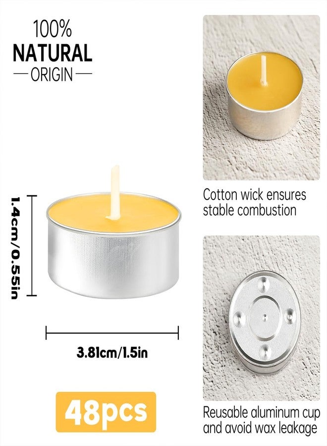 MOSROAD 48 Packs Beeswax Tealight Candles, Natural Beeswax Tea Light Candles in Aluminum Cup, 4 Hours Burn Time, Organic Tea Candle for Home Decor, Air Purification, Emergency - Image 5