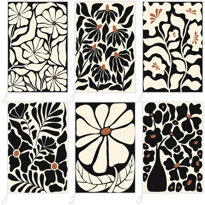Breling Set of 6 Kitchen Towels Vintage Themed Dish Towel Bathroom Decorative Rustic Cloths Tea Towels for Kitchen Bathroom Home Cooking Housewarming Gifts 14 x 21 inchBlackBoho