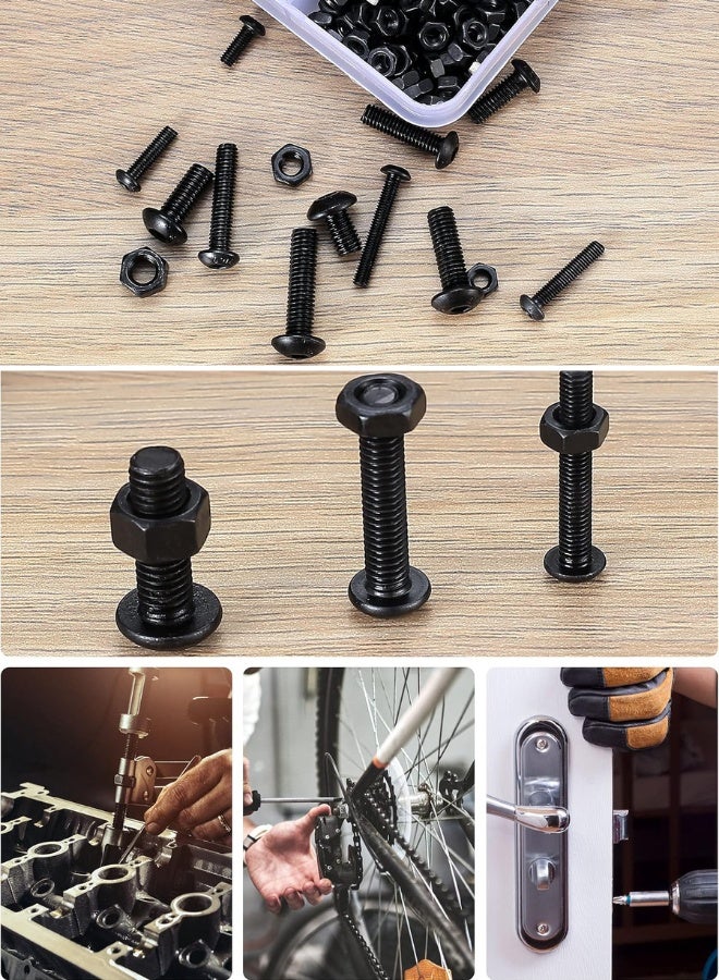 Chase Up 500 Pcs Nuts and Bolts Assorted Set, Black Hex Socket Head Cap Screws Kit, M3/M4/M5 Thread Fastener Machine Hex Bolts Assortment With Box - Image 3