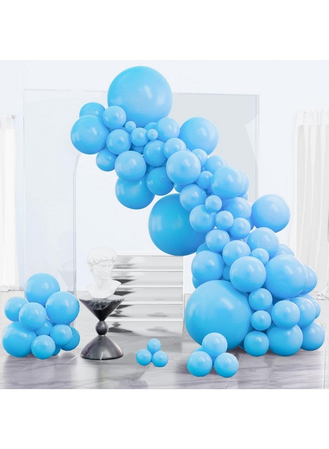 PartyWoo Blue Balloons 123 pcs Sky Blue Balloons Different Sizes Pack of 18 12 10 5 Inch Baby Blue Balloon Arch Kit Balloon Garland for Birthday Graduation Boys Baby Shower Party Decorations Blue-Y20 - Image 1
